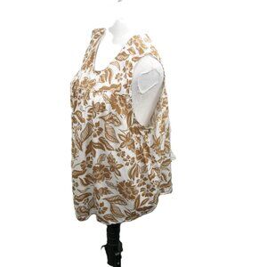 Unbranded Brown/White Floral Sleeveless Blouse Size XL
